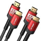 JSAUX 4K HDMI Cable 2 Pack 3ft, 18Gbps High Speed HDMI 2.0 Braided Cord, 4K 60Hz HDR, 2K 1440P 144Hz, 1080p, HDCP 2.2, 3D, ARC, Ethernet Compatible for Monitor Smart TV PC PS5 PS4 Blu-ray -Red