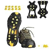 Ice Cleats, willceal Ice Grippers Traction Cleats Shoes and Boots Rubber Snow Shoe Spikes Crampons with 10 Steel Studs Cleats (Yellow,Large)