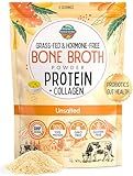 Paradise Naturals 100% Grass-Fed Natural Beef Bone Broth Powder + Active Probiotics, Collagen, 15g Protein, Non-GMO, Low Sodium, Gut Health, Paleo, Keto, Gluten-Free, for Healthy Skin, Hair, Joints