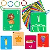 Kasfalci 48 Arabic Flash Cards for Kids,Toddler,Beginners Adult,Learn Arabic Alphabet Letters,Number,Color,Shape & Sight Words,Educational Toys with English Transliteration for Classroom & Homeschool