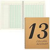 2 Pcs 13 Column Ledger Book 8.5 * 11inch Account Book Notebook Columnar Pad Columnar Pad 13 Columns Premium Analysis Pad Kraft Paper Cover 100 Pages for Personal Use Small Business(50 Sheet)