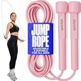 SPORTBIT Adjustable Jump Rope for Fitness and Exercise – Skipping Rope for Cardio, Boxing, and Weight Loss – Speed Rope perfect for Men & Women – Pink