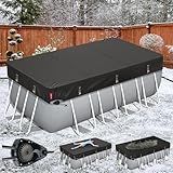 QH.HOME Winter Rectangular Pool Cover for 12x24 Ft Bestway/Intex/Coleman Frame Rectangular Pool, Upgraded Heavy Duty Fabric&Ultimate Windproof with Fast Tightening Ratchet,Cold and UV Resistant