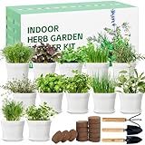 12 Herb Garden Kit Indoor - 42 Pcs Complete Kitchen Window Herbs Seeds Growing Starter Set Kit Gardening Gift Birthday Housewarming Christmas Gift for Women Her Mom Men Home Chefs Gardener Beginner