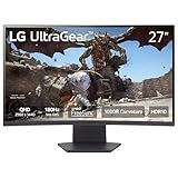 LG 27GS60QC-B Ultragear Curved Gaming Monitor 27-Inch QHD (2560x1440) 180Hz 1ms 1000R AMD FreeSync HDR10 HDMIx2 DisplayPort Borderless Design Black Stabilizer DAS Crosshair FPS Counter