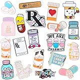 CraftyDream 40 Pcs Pharmacy Enamel Pins for Backpacks Medical Nurse Badge Pharmacy Technician Accessories Cute Brooch Pins Bulk for Doctor Women Men Clothes Bags Hat Gifts
