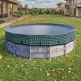 POOLHACKER 15 FT Round Pool Cover 420D Swimming Pool Cover for Above Ground Pools, Solar Pool Cover with Steel Cable & Pulley Tightening, Windproof and UV Resistant