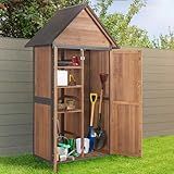 Sheds Outdoor Storage,Garden Shed with Metal Frame Structure and Adjustable Shelves,Large Capacity Storage Tool Cabinet Box for Backyard Garden Patio Lawn (Brown)