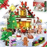 GIVFOZAY Christmas Gingerbread House Building, Christmas Village House Building Set, Contain Christmas Tree and Train, Xmas Brick Toy Gifts for Adults Teens and Kids 1288PCS