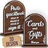 Stofinity Wooden Wedding Signs For Ceremony And Reception - Cards And Gifts Sign For Wedding, Photo Guest Book Sign, Rustic Wedding Decorative Signage For Table Decor