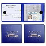 Kewucn Car Registration and Insurance Holder, 2 Pack Premium Auto Essential Document Organizers with Strong Velcro Closure, Universal Vehicle Interior Accessories for Most Cars(Style 4, Blue)