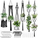 SFENNGPET Macrame Plant Hangers, 6Pack Hanging Planters for Indoor Plants w/ 6 Set Hangers Kit Handmade Macromay Plant Hangers Indoor Flower Pots Holder Stand for Boho Home Décor (POTS NOT Included)