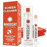 WHOOSH! Screen Shine Duo - Screen Cleaner Spray for iPad, Monitor, Laptop, MacBook - 3.4 oz & 0.3 oz Bottles with 2 Microfiber Cloths - Portable Electronic Cleaning Kit for Travel, Office, and Home