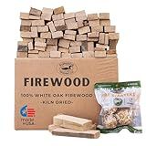 Superior Trading Oak Mini Fire Wood w/Fire Starter Pods, Winter Fireplace Starter, Wood Stove, USDA Cert 4-5” Kiln Dried Firewood, USA Made, 10-11 lbs in Plastic Storage Box