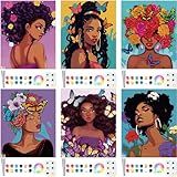 Dinifee 6 Pack Pre Drawn Canvas for Painting Pre Printed Canvas Kit 8 x 10 Inch Stretched Cotton Paint and Sip Set for Adults Couple Party Date Night(Flower Lady)