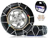 Snow-Chains Auto Fixing 1 Min Quick Fit Easy Installation Tire-Chains, Portable Reusable Universal Emergency Tire Traction Chain for Passenger Car, Pickup Trucks and SUV - Set of 2 (HKN-110)