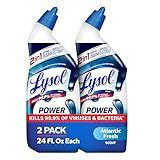 Lysol Toilet Bowl Cleaner, Max Strength Bathroom Cleaning Supplies, Toilet Bowl Cleaner Clinging Gel, Home Essential, Instant Stain Removal, Disinfecting and Deodorizing, Bleach Free, 24 oz (2 ct)