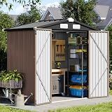 Aoxun 6x4 FT Outdoor Storage Shed, Brown