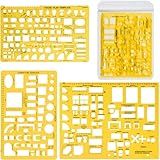 Sooez Architectural Templates, House Plan Template, Interior Design Template, Furniture Template, Drawing Template Kit, Drafting Tools and Supplies, Template Architecture Kit, Set of 3, Yellow