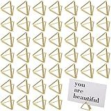 Epakh 100 Pcs Place Card Holder for Table Card Holders for Wedding Triangle Shape Table Number Picture Clips Stand for Centerpiece Anniversary Party(Gold)