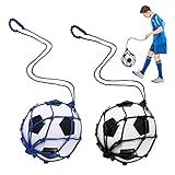TOBWOLF 2PCS Football Kick Trainer Soccer Ball Net Kicker, Fits Ball Size 3, 4, 5, Solo Soccer Kick Practice Training Aid Soccer Return Trainer Net Football Trainer Juggling Net for Youth Adults