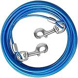 HaiYUAN Dog Tie Out Cable 10/15/20/25/30 FT Runner for Yard Steel Wire Cable with Durable Superior Clips Blue Chains for Outside Dog Lead for Large Up to 165 Lbs