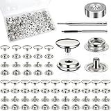 200pcs(50 Sets) 15mm Heavy Duty Stainless Steel Snap Buttons Kit | Marine Grade Rustproof Fasteners with Setting Tool | for Boat Canvas, Leather, Clothing, Tents, Furniture Covers
