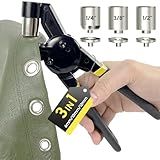 HAPDEN Grommet Tool Kit 1/2 1/4 3/8 Multi-Size Hole Punch, 608 Pcs Heavy Duty Grommets Tool Kit, Eyelets and Grommets for Tarps, Fabric Rings, Leather, Tents, Vinyl, Canvas and so on
