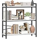 Book Shelf, 3 Tier Bookshelf 31.49" Width, Book Shelf Storage and Organization, Wooden and Metal Industrial Bookcase, Large Book Shelves for Home Living Room Bedroom Office Storage(White)