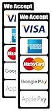 2pcs We Accept Major Credit Cards Sign Sticker, 8 inches - GPay, ApplePay, AmEx MasterCard Visa Discover Payments, Credit Card Sticker for Store Window (Multi)