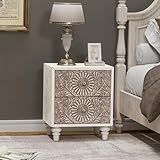 COSIEST Nightstand, 14" D x 18" W x 21.5" H MDF End Table with 2 Drawers, Vintage Style Wood Bedside Table, Bedroom Accessories for Home, Office, College Dorm