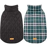 Kuoser Waterproof Dog Coat, Reversible Dog Jacket for Small Dogs, Adjustable Durable Doggie Winter Coat Warm Cozy Puppy Cold Weather Apparel from Small to Large Breed, Green S
