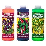 General Hydroponics Flora Series: FloraMicro, FloraBloom, FloraGro - 3-Part Hydroponic Nutrient System, 1 qt. Bottles