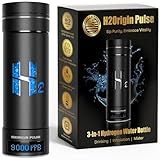 H2ORIGIN PULSE Hydrogen Water Bottle Generator, Up to 9000 PPB Hydrogen Bottle Water Ionizer with SPE/PEM Technology, 3-in-1 Portable Universal Adapter and Refreshing Mist Spray for Home Hydration