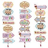 KALEFO 20Pcs Candyland Party Decorations Candy Land Sign Welcome Birthday Decor Directional Street Arrow Signs for Kids Sweet Theme Supplies