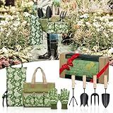 Colwelt Garden Tools Set, 8 Piece, Heavy Duty Gardening Tools with Wooden Handle, Including Garden Tote, Kneeling Pad, Gloves, Pruner, Trowel, Tulip Trowel, Cultivator - Gardening Gifts for Women Men