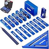 15PCS Inch Setup Blocks Woodworking Tools, Height Gauge Block Set with Setup Bars, Carpenter Square & Pencil, Sharpener, Case - Precision Aluminum Set up Blocks for Router and Table Saw Accessories