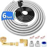 Dishwasher Installation Kit - 6 FT Stainless Steel Dishwasher Hose with 3/8" Compression Connections,Food Grade PEX Inner Tube Dishwasher Water Supply Line with Elbows,Adapters and 6 FT Power Cord