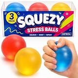 IMPRESA Squishy Stress Ball Set - Sensory Toys for Kids - Fidget Toys for Adults - Tear-Resistant Squeeze Balls for Stress Relief - Pack of 3, Multicolor