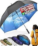 TUMELLA Golf Umbrella 62 Inch Windproof, Extra Large Auto Open, Double Canopy, Heavy Duty Rain Protection for Golf, Sports & Family Use, Wind Resistant & Tested 33+ MPH
