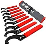 AutoWanderer Tool 9Pcs Coilover Spanner Wrench Set, Adjustable Shock Wrench Universal Carbon Steel Spanners for Most Coil Over Shock Adjustments