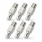 ZOERAX Cat7 Cat6A RJ45 Connector 6-Pack, Tool-Free Zinc Alloy Shielded Ethernet Termination Plugs for Cat7 up to 23AWG Solid Bulk S/FTP Ethernet Cable