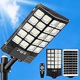 JWT 16" Large Solar Street Lights Outdoor Waterproof - Solar Powered Security Parking Lot Light Dusk to Dawn 60000LM,Motion Sensor Commercial LED Solar Flood Lights Remote Control for Outside Yard