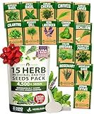 HOME GROWN 15 Herb Seeds for Planting 4,500+ Non-GMO Heirloom Seeds | Extra Large Variety Pack Herb Kit – Indoor Outdoor & Hydroponic | Culinary Seed Set | Grow Your Own Herbs | Gardening Gift
