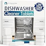 Deep Cleaning Dishwasher Cleaner Tablets - 24 Pack (1 Year Supply) Descaler & Deodorizer Pods, Fragrance-Free, Septic Safe - Removes Limescale, Grease, Odors