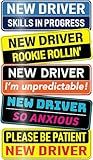 5-Pack HEY-OKEY New Driver Magnet for Car – Funny & Reflective Rookie Signs – Metal Only (Not Plastic/Aluminum) – Reusable Car Magnets 10 x 3.5 in