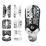 UltraEquip 2-in-1 Mouse Grip Tape Anti Slip Skin for G Pro X Superlight, Superlight 2 Gaming Mice, Pre-Cut, Self-Adhesive, Sweat-Resistant, Professional Competitive Upgrade Kit (White Set+Black Set)