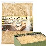 Sukh Raffia Grass Threads 5.3OZ - Shred for Gift Wrapping Easter Grass Basket Gift Box Filler Packaging Material for Bridesmaid Proposal Mothers Day Florist Supplies Christmas Birthday Natural Soft