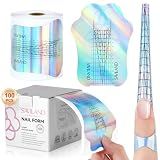 Saviland Long Length Reusable Nail Forms: Super Sticky Duable Poly Gel Nail Forms Sturdy Nail Extension Forms Paper Nail Forms Self-adhesive Nail Model Stencils for Acrylic Nails Builder Nail Gel