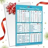 Must-Have Kitchen Conversion Chart Magnet 50% More Data Exclusive Common Cup Measurement Bonus Ingredient Substitution Food Calories Cooking Baking Measuring Guide Recipe Cookbook Accessories Gift